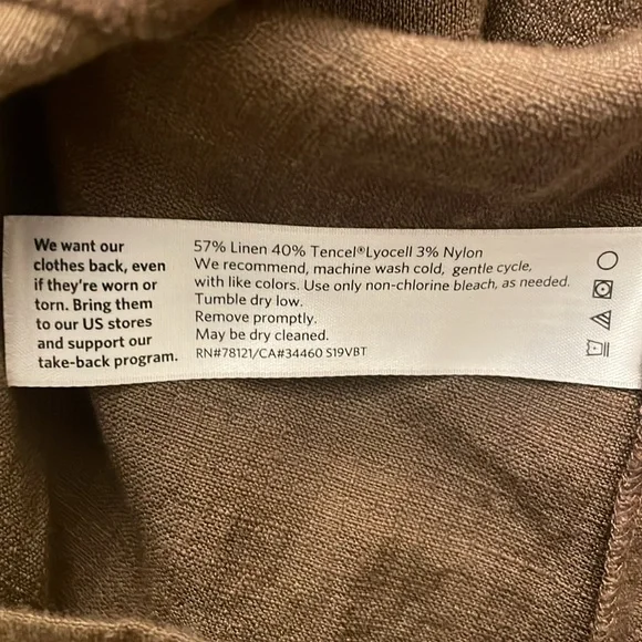 Eileen Fisher Brown Linen Ballet Neck Front Pocket Shift Dress Size Medium - Picture 10 of 10